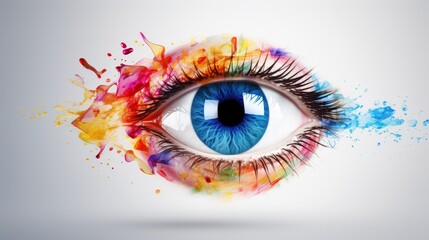 Eye artwork with all seeing quality, blending organic and technological elements