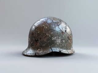 Cracked military helmet