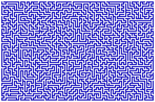 Labirynt, niebieskie geometryczne linie na białym tle - kształt, abstrakcja, tekstura