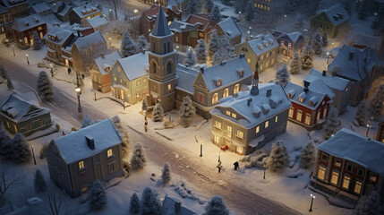 Fototapeta premium Small town in winter holiday