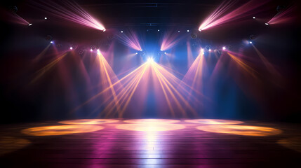 Opera spotlight, bright theater stage and vibrant background