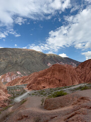 Scenes of colored mountains around Purmamarca in Jujuy Province, Argentina