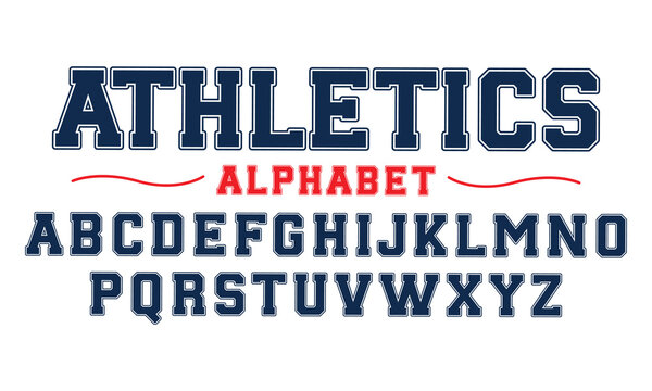 Editable typeface vector. Athletics sport font in american style for football, baseball or basketball logos and t-shirt.	