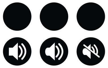 Speaker icon set. volume icon vector. loudspeaker icon vector. Mute and unmute volume sound flat vector icons for video apps and websites - obrazy, fototapety, plakaty