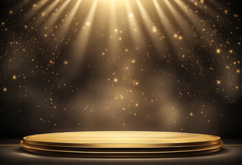 golden stage with spotlight mockup