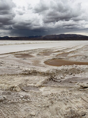 Lithium brine evaporation ponds in the altiplano in Jujuy Province, Argentina