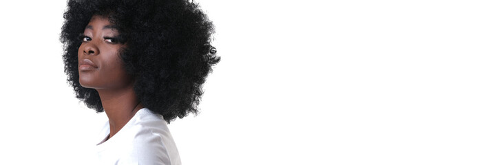 Beautiful woman with afro hair style.