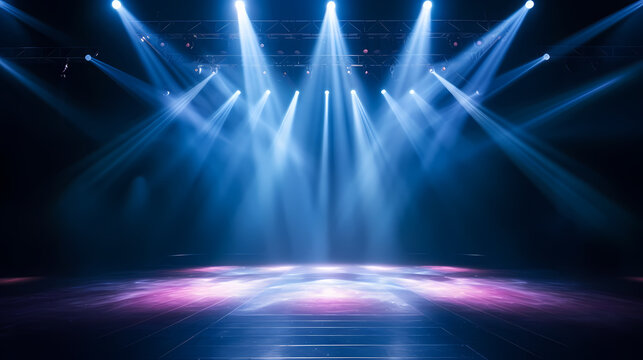 The stage background is illuminated by the light of a spotlight