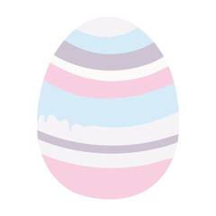 Painted Easter egg with paint dripping hand drawn illustration. Flat style design, isolated vector. Easter holiday clip art, seasonal card, banner, poster, element