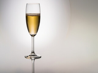 glass of white wine, flute of champagne, 