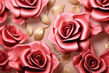 Luxury Rose background vector with golden metallic 