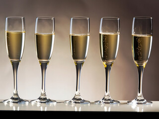 glasses of white wine, flute of champagne