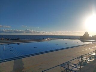 piscina, azul, água, praia, mar, horizonte, céu, paz, calma, relaxamento, ilha, ilha da madeira,...