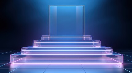 podium in the shape of a neon stage with stair steps,