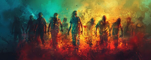 Obraz na płótnie Canvas Zombie Apocalypse Abstract: Confronting Survival Instincts.