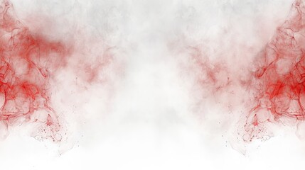 Abstract silky ink splash cloud on white frame with pastel red and white colors, copy space