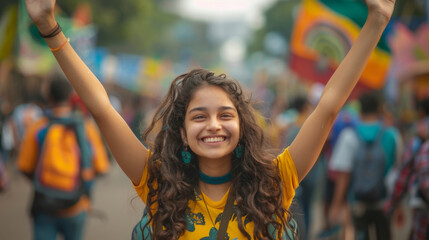 A student passionately advocating for environmental awareness