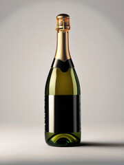 bottle of champagne, blank label, mock-up of a bottle