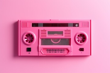 Fototapeta premium Pink video tape cassette 3d minimal style pink color pink background pink world AI Generated 