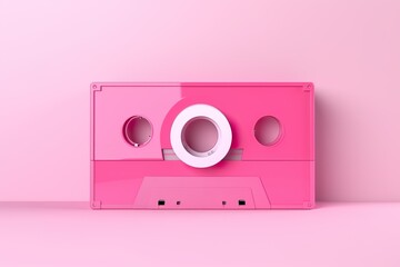 Pink video tape cassette 3d minimal style pink color pink background pink world AI Generated  