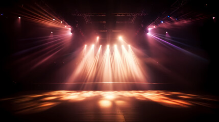 The stage background is illuminated by the light of a spotlight