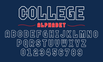 Editable typeface vector. College sport font in american style for football, baseball or basketball logos and t-shirt.	
 - obrazy, fototapety, plakaty