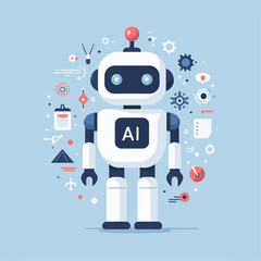 Illustrations of artificial intelligence robot character. vector illustration
