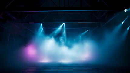 The stage background is illuminated by the light of a spotlight