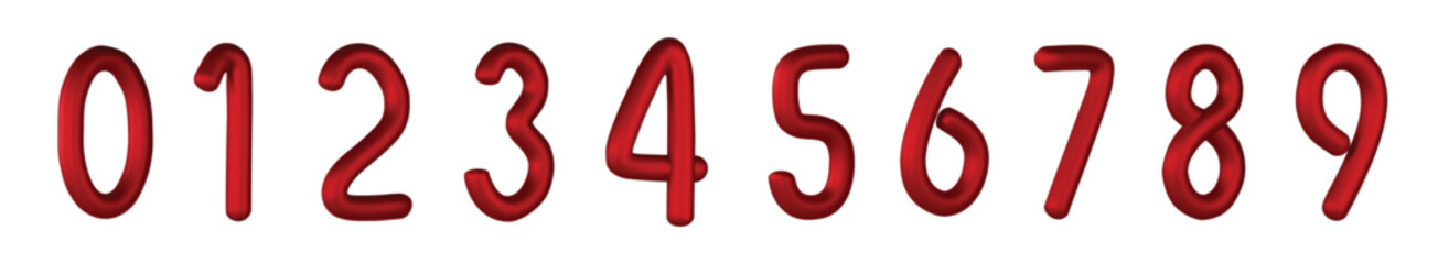 Numbers from 0 to 9. Set of bright spherical figures. Realistic 3d design. vector illustration