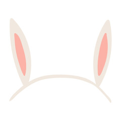 Easter accessory, costume bunny ears hand drawn illustration. Flat style design, isolated vector. Easter holiday clip art, seasonal card, banner, poster, element