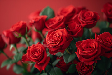 Close-up of red roses with soft focus background
