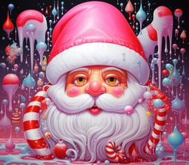 Enchanted Christmas Spirit with Jovial Santa Among Snowflakes - Generative AI