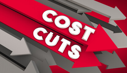 Cost Cuts Arrows Down Reduced Prices Lower Bills Spend Less Money 3d Illustration