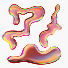 3d fluid shapes with holographic effect. Eps10 vector.