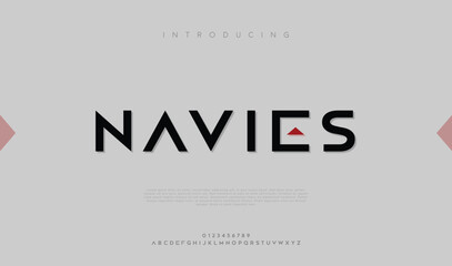 Navies, abstract modern urban alphabet fonts. typography sport, simple, technology, fashion, digital, future creative logo design
