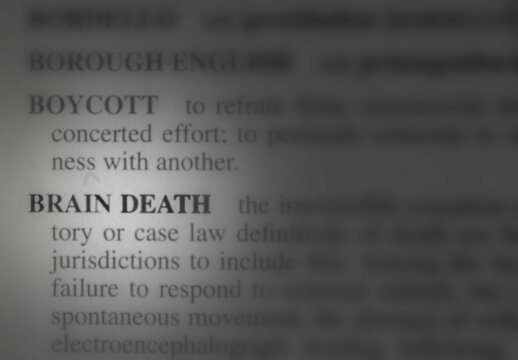 close up photo of the words brain death