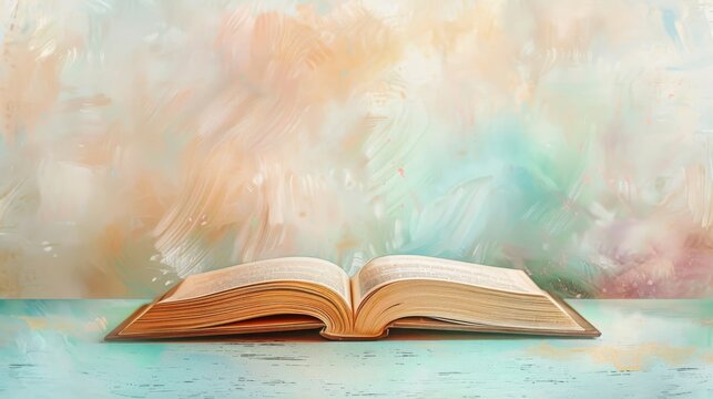 Elegant, blank guest book on a colorful background.