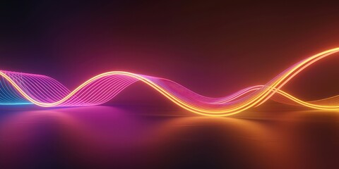 Dynamic 3D Abstract Background with Neon Wavy Lines