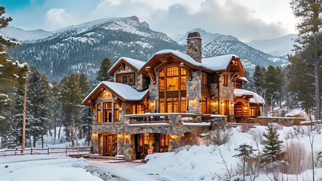 A mountain lovers dream this highaltitude sanctuary offers a cozy interior and a sy exterior crafted to endure the winter chill and strong winds.