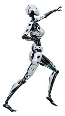 3D Rendering Female Robot on White