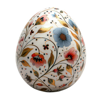 Easter egg with ornament isolated on white transparent Hand painted egg. PNG. 