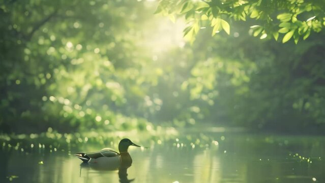 ducks on the lake. 4k video animation