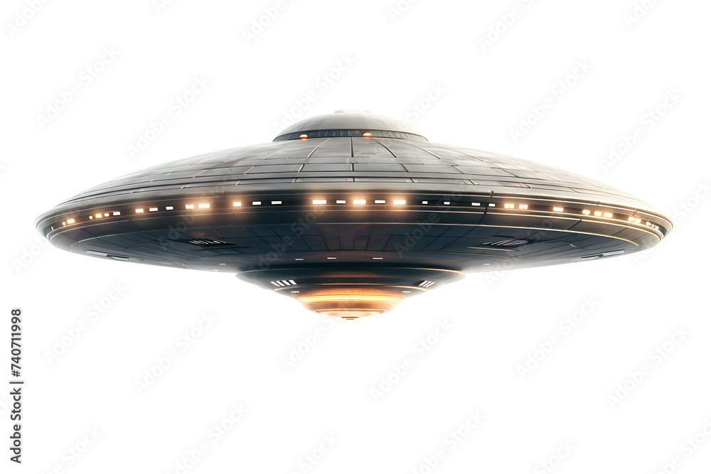 Sticker Flying UFO isolated on white background