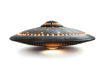 Flying UFO isolated on white background