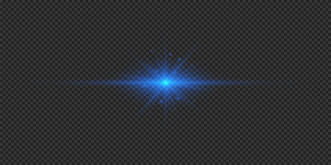 Obraz premium Blue horizontal light effect of lens flares