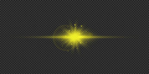 Yellow horizontal light effect of lens flares