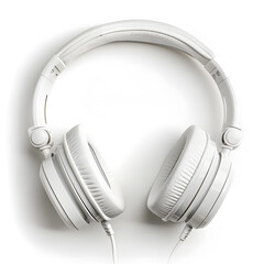 Fototapeta na wymiar White Headphones isolated on white background