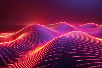 3d abstract background of colorful neon wavy line