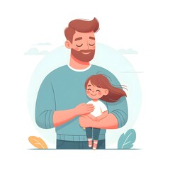father's day dad with daughter . illustration of dad and daughter .family day 