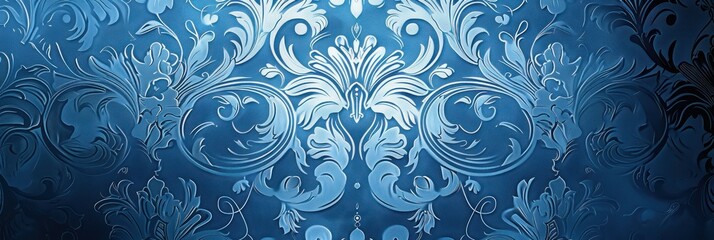 Azure wallpaper with damask pattern background - obrazy, fototapety, plakaty